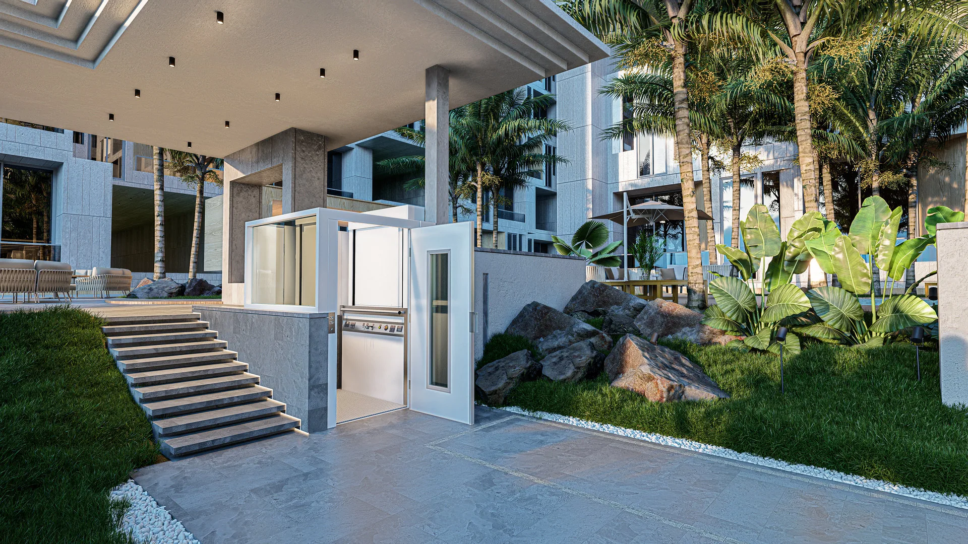 Projeto 21 — Exterior residencial · Área social